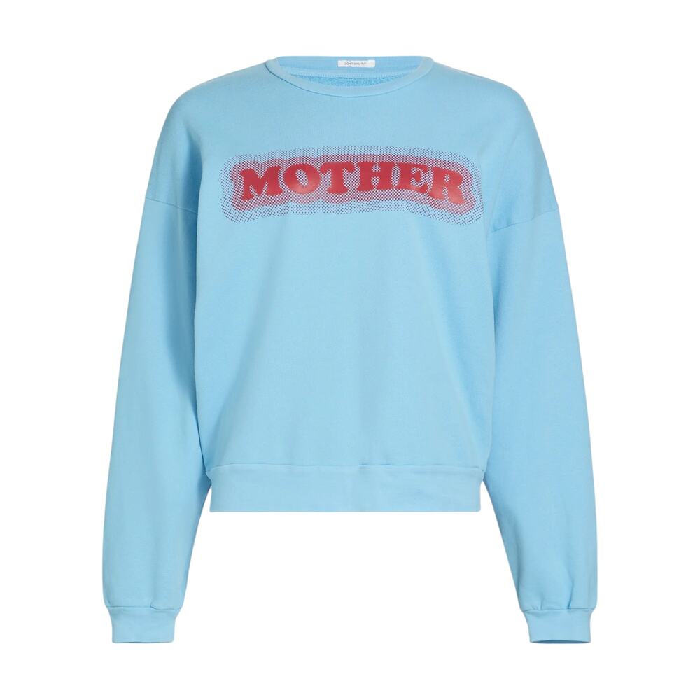 MOTHER The Drop Square Logo Cotton Sweatshirt in Mother High Density XS